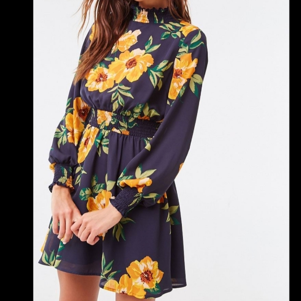 ISO Forever21 Floral Chiffon Flare Hem Dress - Picture 2 of 2